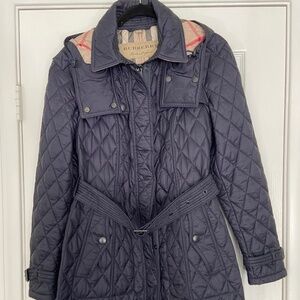 Burberry large navy quilted coat